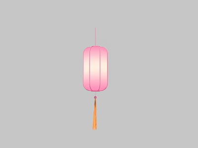 Pink Hanging Lantern With Orange Tassel Decoration For Festive Use 3d model