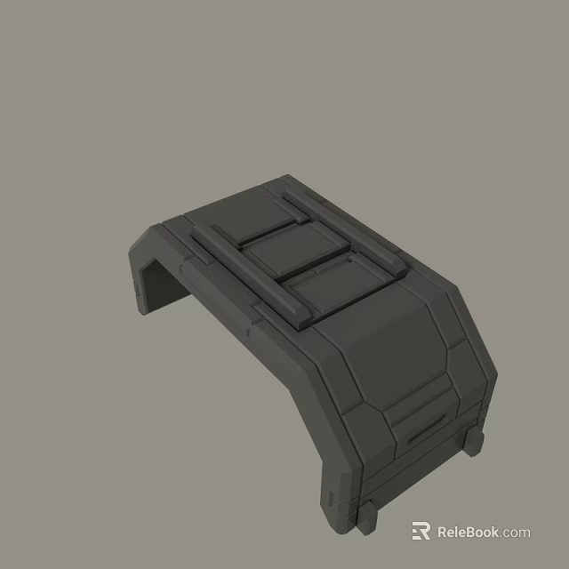 Gray 3D Model of Mechanical Component With Structured Panels and Rigid Design 3d model 