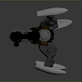 3D Modeled Futuristic Mechanical Robot With Silver Parts Black Structure And Colored Details