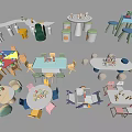 Colorful Children's Activity Tables With Matching Chairs For Kids Playroom