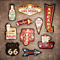 Vintage Retro Decorative Lights With Las Vegas Route 66 Arcade And Food Signs Design