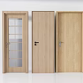 Modern Wooden Hinged Doors With Glass Panel And Solid Design For Interior Use 3d model