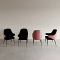 Stylish Modern Dining Chairs With White And Pink Upholstery Black Gold Legs Armrest Design
