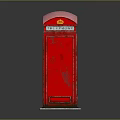 Traditional Red Telephone Booth With Classic Design Golden Accents And Glass Panels