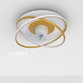 Modern Chandelier With Yellow And White Circular Ring Geometric Design Fixture