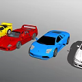 Yellow Red Blue White Sports Cars Featuring Sleek Aerodynamic Design and Stylish Exteriors