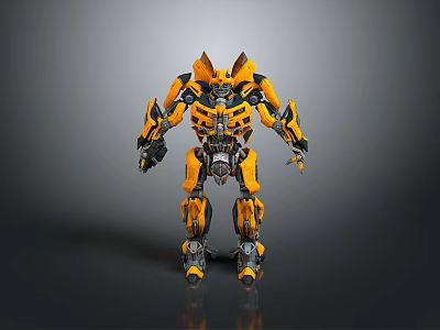 Game Movie Character Yellow Black Robot With Mechanical Armor And Detailed Design 3d model