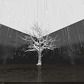 Illuminated Tree With Hanging Lights In Dark Background And Ground Reflection 3d model