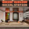 Modern Gym Interior With Fitness Equipment And Power Station Sign