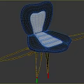 Black And Light Blue Cushioned Leisure Chair With Curved Backrest And Metal Support Frame
