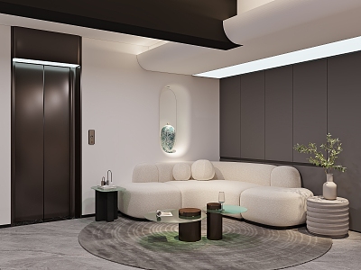 Modern Leisure Area Leisure Area Elevator Hall Recreation Room Curved Sofa Combination model