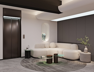 Modern Leisure Area Leisure Area Elevator Hall Recreation Room Curved Sofa Combination 3d model