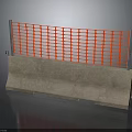 Construction Site Safety Barrier With Concrete Base And Orange Grid Panel