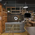 Cozy Interior Space Featuring Wooden Walls Brick Accents Pendant Lights And Central Table