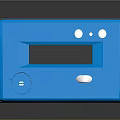 Blue Electronic Device Featuring Screen Control Buttons And Speaker Design