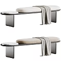 Modern Sofa Bench With Black White Geometric Pattern Cushion And Metal Frame
