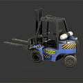 Blue Forklift With Yellow And Black Stripes And Gas Cylinder Industrial Vehicle
