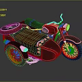 Vintage Style Sidecar Motorcycle With Red Wheels And Leather Seats