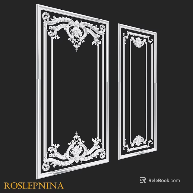 Ornate White Decorative Components With Intricate Floral Patterns And Frame Design 3d model 