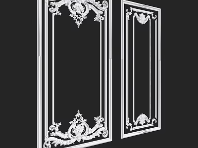 Ornate White Decorative Components With Intricate Floral Patterns And Frame Design 3d model