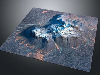 Natural Mountainous Terrain with Snow Capped Peaks River Valleys and Textured Ground 3d model