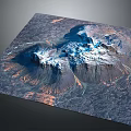 Natural Mountainous Terrain with Snow Capped Peaks River Valleys and Textured Ground