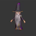 Cartoon Wizard Character With Purple Hat Long White Beard And Robe