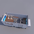 RV trailer internal conference room monitoring 3d model