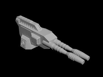 Gray Mechanical Device 3D Model With Twin Barrels And Detailed Surface Structure 3d model