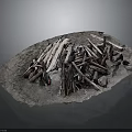 Artistic Stacked Wood Pieces On Natural Stone Base For Decorative Home