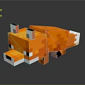 Pixel Style Orange Fox Game Character Lying Down With White Tipped Ears