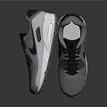 Gray And White Sports Sneakers With Black Laces And Treaded Sole