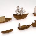 Chinese Wooden Boat Wooden Pirate Boat Sailing Fishing Boat 3d model