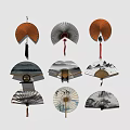 Decorative Vintage Fan Pendants With Various Artistic Patterns And Colors