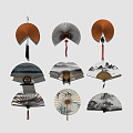 Chinese fan fan folding fan wall decoration pendant 3d model