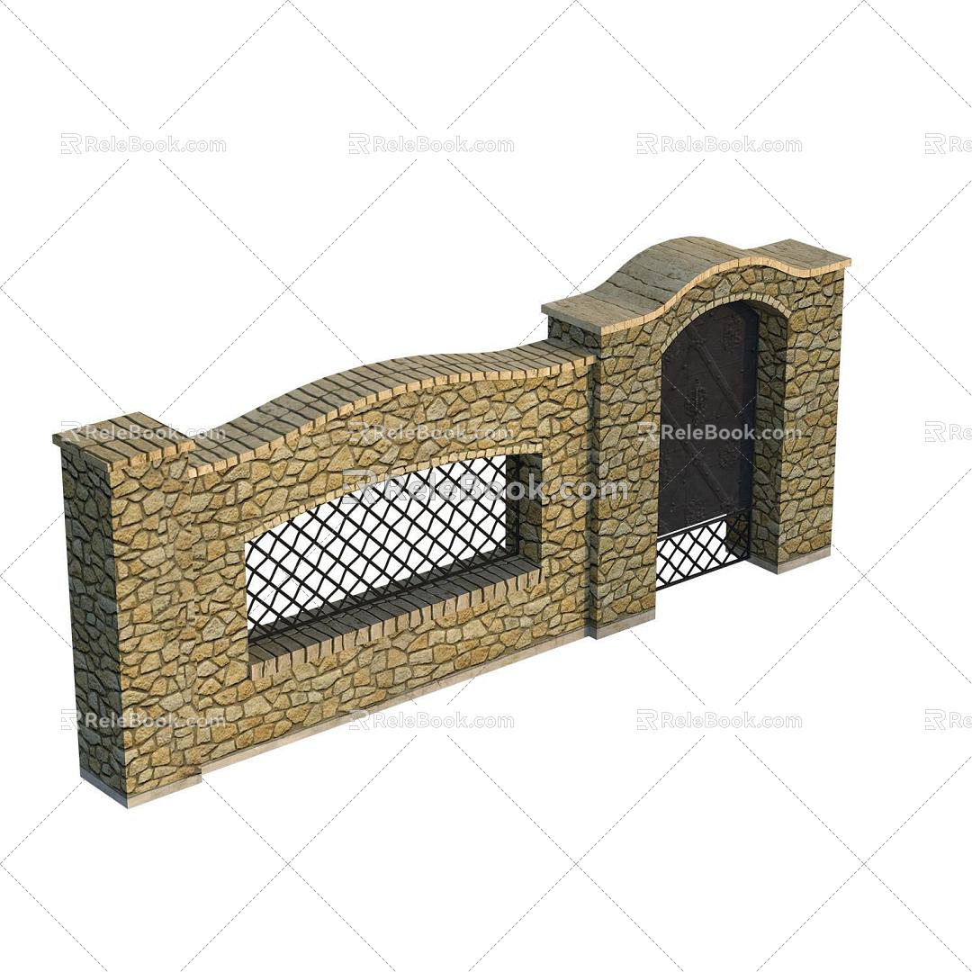 Enclosed courtyard iron gate 3d model