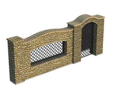 Enclosed courtyard iron gate 3d model