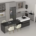 Modern Kitchen Interior Featuring Stylish Cabinets Island Counter Dining Table And Chairs 3d model