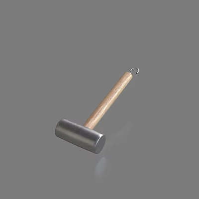 Sturdy Hardware Tool Hammer with Metal Head Wooden Handle and Hook 3d model