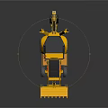 Yellow Wheeled Backhoe Loader With Front Bucket Rear Arm And Operator Cab