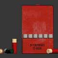 Open Red Metal Box Full of Firearm Bullets with Loose Cartridges Beside