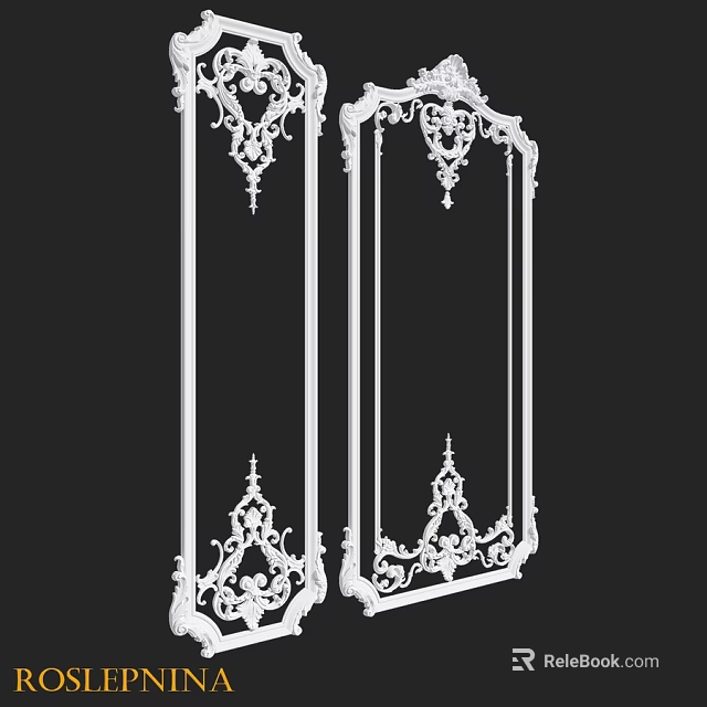 White Decorative Components With Intricate Patterns And Frame Structure Design 3d model 