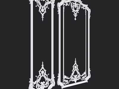 White Decorative Components With Intricate Patterns And Frame Structure Design 3d model