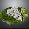 Natural Stone Material Landscape With Green Grass And Round Textured Surface 3d model