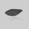 Modern Sofa Stool With Gray Fabric Padded Seat And Metal Cross Base