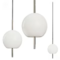 Three Modern White Spherical Pendant Lights with Sleek Metallic Hanging Rods 3d model