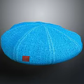 Blue Knit Beret with Red Label Detail Fashion Accessory for Daily Wear
