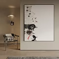 Modern Interior Animal Painting Featuring Multiple Cats Wall Art Decor 3d model