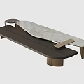 Modern Coffee Table With Wooden Frame And White Marble Top Design 3d model