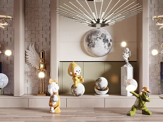 Modern lamp combination moon lamp 3d model